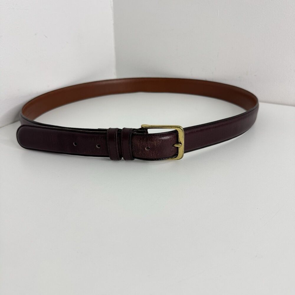 Coach 5800 Dress Belt Mens 38 Burgundy Burnished Cowhide Leather Brass USA